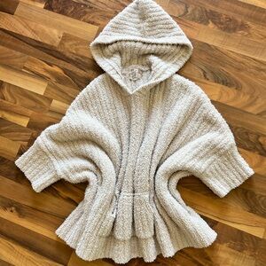 Hippie Rose soft oversized fuzzy cozy sweater hoodie poncho cream Sz M/L Sherpa